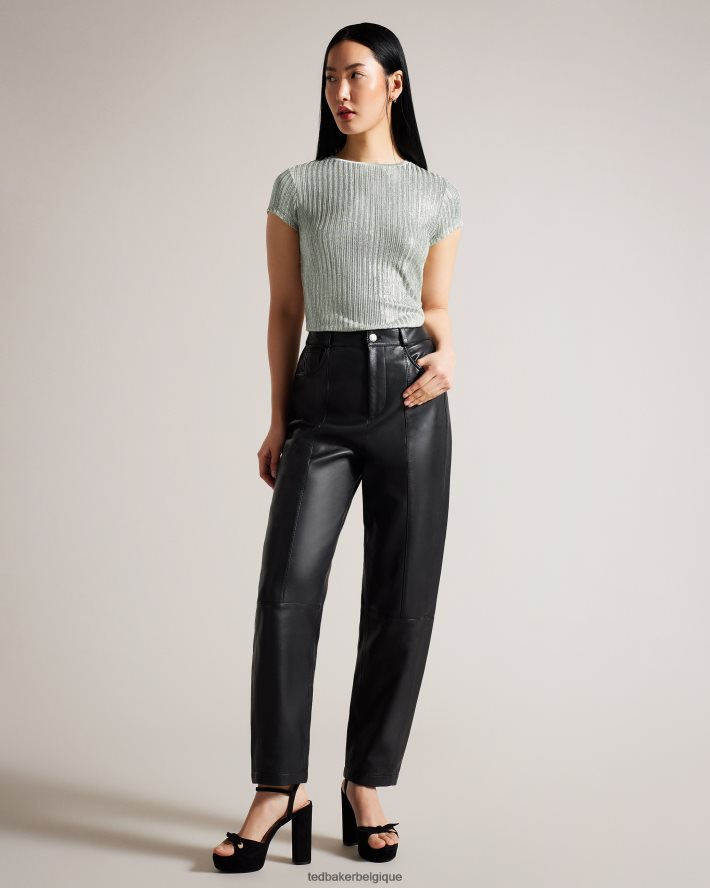 être Ted Baker femmes catrino t-shirt ajusté métallisé pl-vert FR8J42609 vêtements