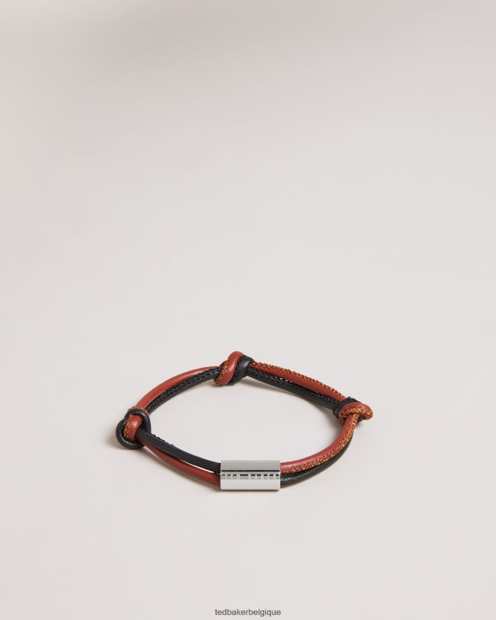 être Ted Baker Hommes bracelet en cuir noué John couleur argent FR8J421929 accessoires