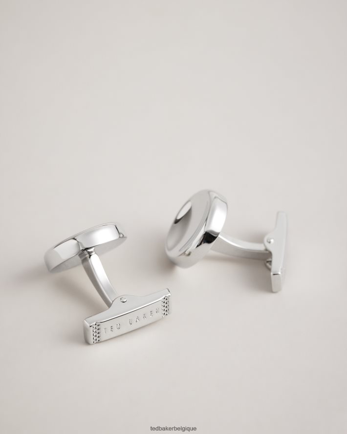 être Ted Baker Hommes boutons de manchette cercle en métal courbe couleur argent FR8J422027 accessoires