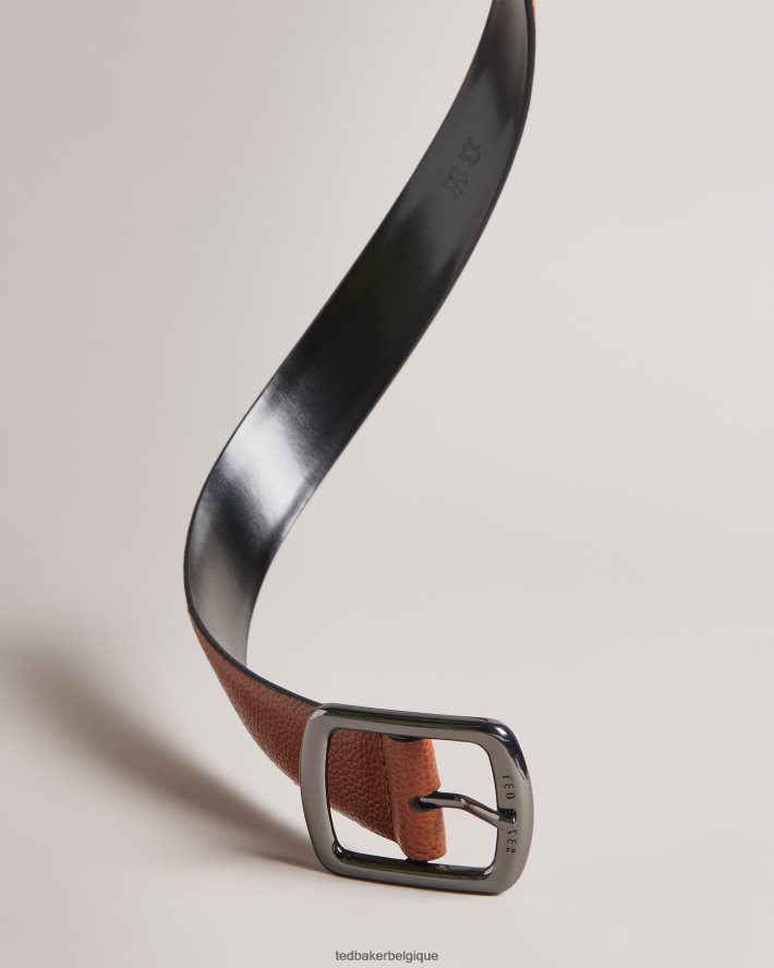 être Ted Baker Hommes Jaims - ceinture en cuir à détail contrastant bronzer FR8J422059 accessoires