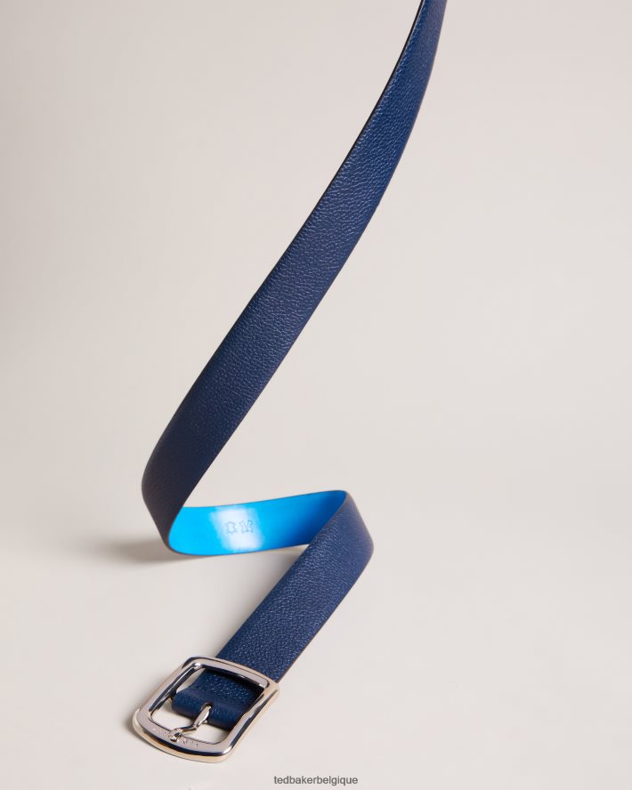 être Ted Baker Hommes Jaims - ceinture en cuir à détail contrastant marine FR8J421983 accessoires