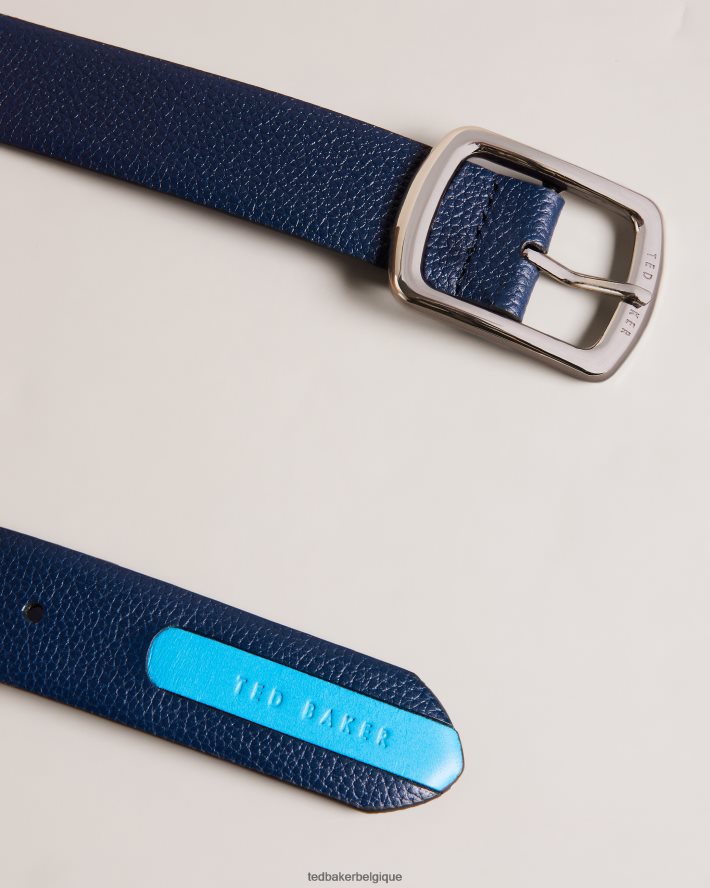 être Ted Baker Hommes Jaims - ceinture en cuir à détail contrastant marine FR8J421983 accessoires
