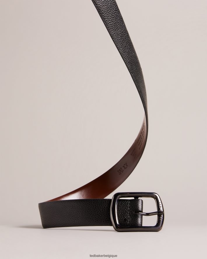être Ted Baker Hommes Jaims - ceinture en cuir à détail contrastant noir FR8J422011 accessoires