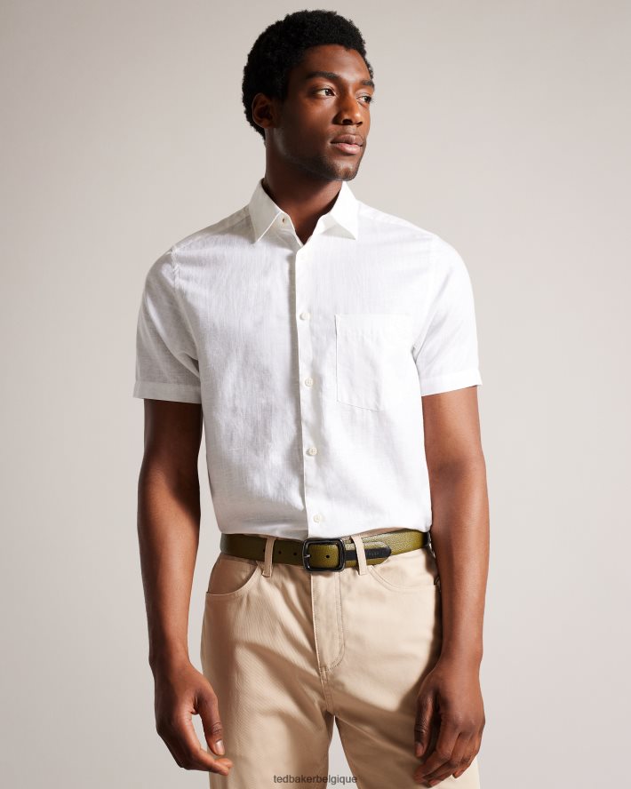 être Ted Baker Hommes Jaims - ceinture en cuir à détail contrastant vert foncé FR8J421996 accessoires