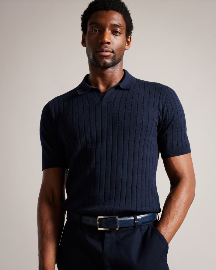 être Ted Baker Hommes ceinture à boucle à barre centrale Koen marine FR8J421953 accessoires