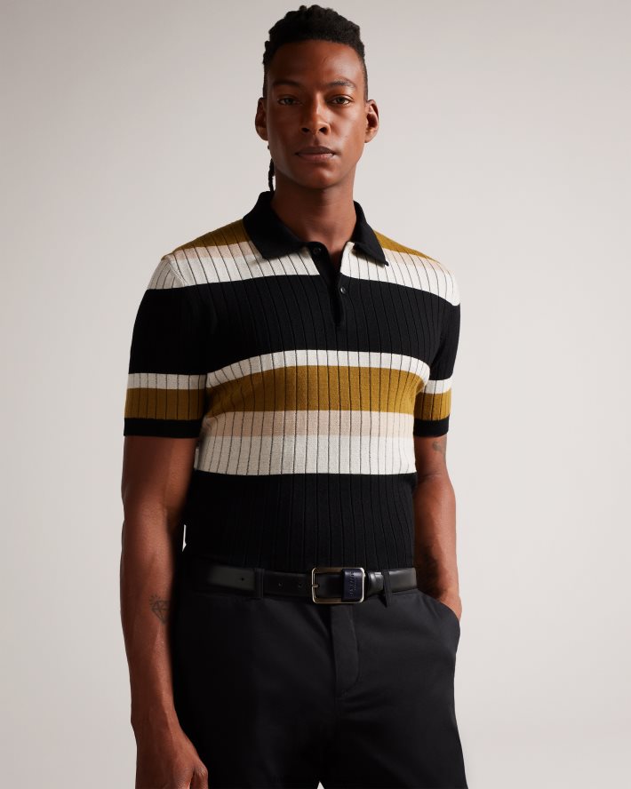 être Ted Baker Hommes ceinture à boucle à barre centrale Koen noir FR8J422016 accessoires