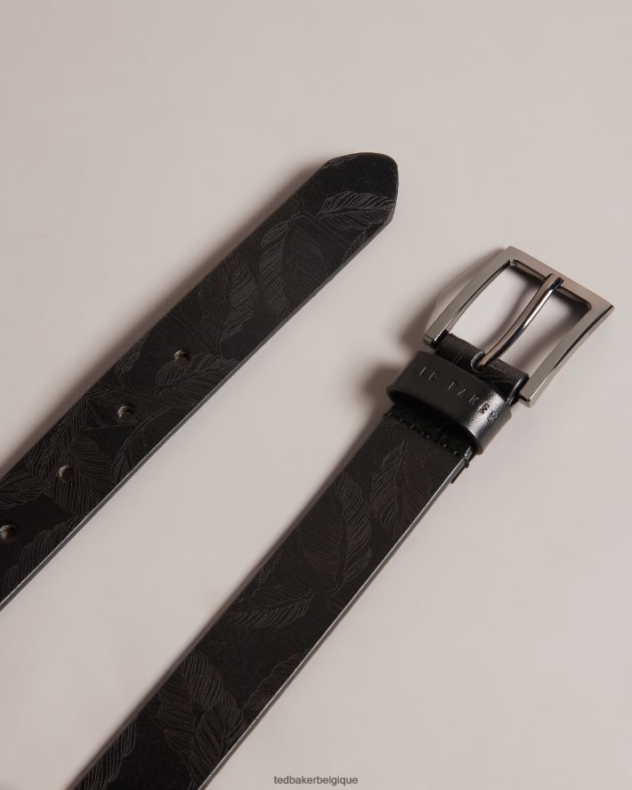 être Ted Baker Hommes ceinture en cuir gravée au laser Whyatt noir FR8J422008 accessoires