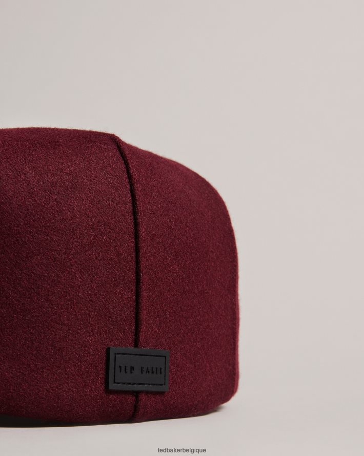 être Ted Baker Hommes casquette plate jamessa en laine mélangée rouge foncé FR8J421807 accessoires