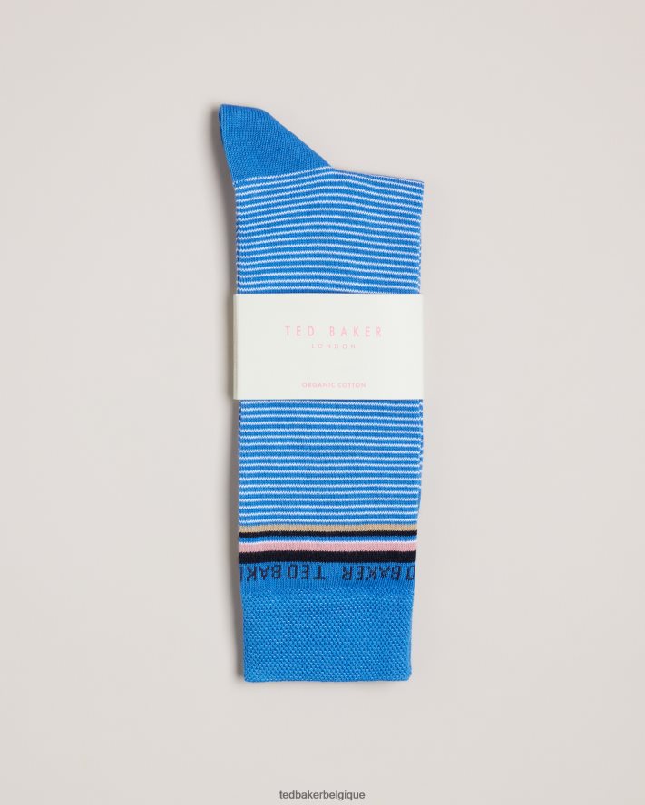 être Ted Baker Hommes chaussettes fines à rayures bleu FR8J421862 accessoires