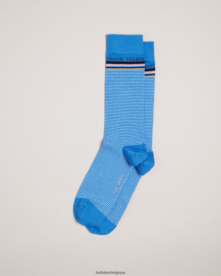 être Ted Baker Hommes chaussettes fines à rayures bleu FR8J421862 accessoires