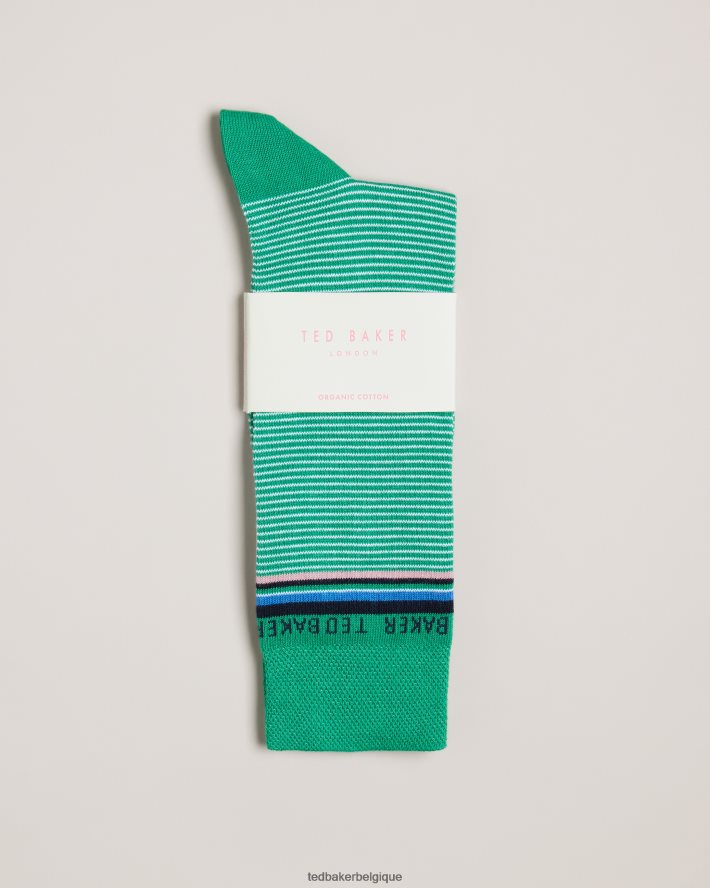 être Ted Baker Hommes chaussettes fines à rayures vert FR8J421865 accessoires