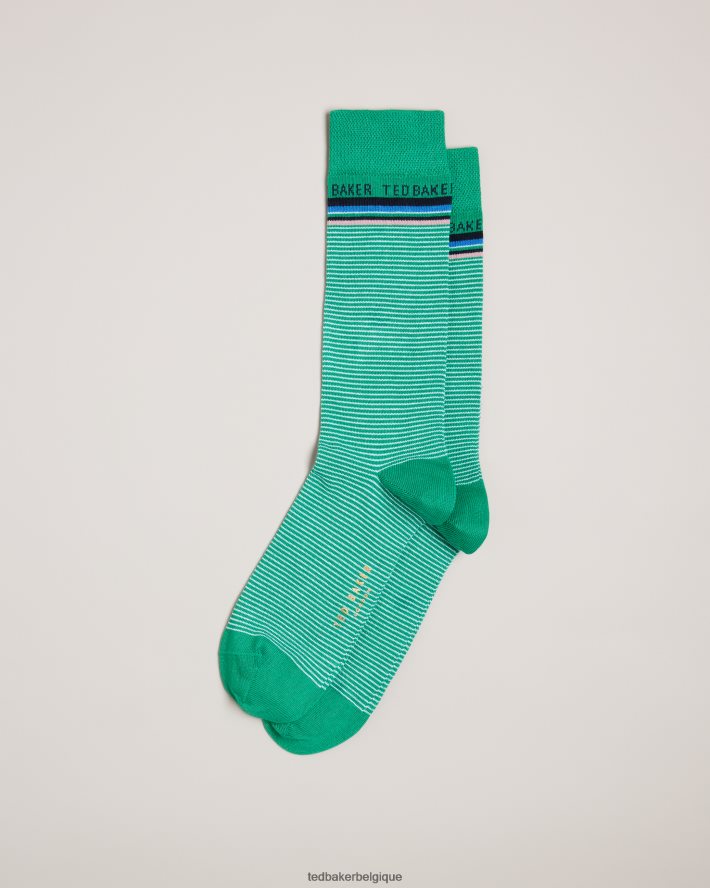 être Ted Baker Hommes chaussettes fines à rayures vert FR8J421865 accessoires