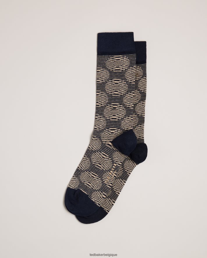 être Ted Baker Hommes chaussettes géométriques circulaires circsok bleu marine foncé FR8J421986 accessoires