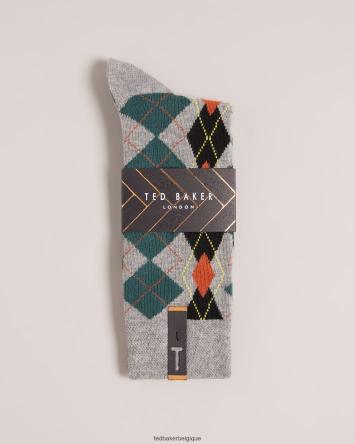 être Ted Baker Hommes chaussettes à motif fair-isle fairpat gris FR8J422005 accessoires