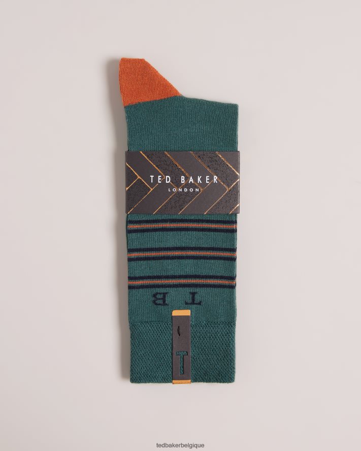 être Ted Baker Hommes chaussettes à rayures teebees vert FR8J422004 accessoires