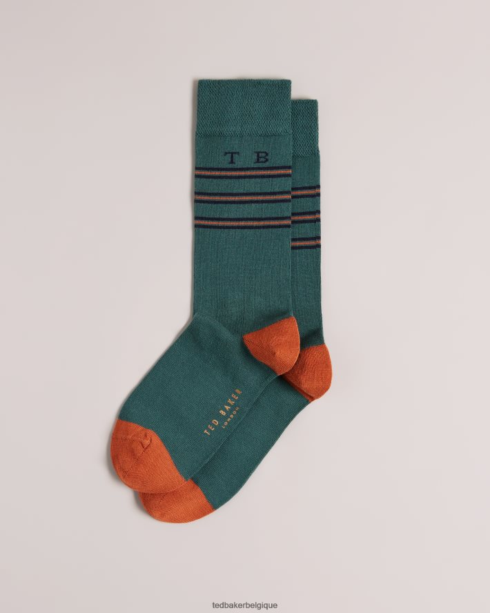 être Ted Baker Hommes chaussettes à rayures teebees vert FR8J422004 accessoires