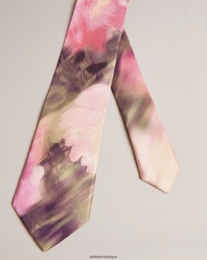 être Ted Baker Hommes cravate en soie floue à imprimé floral rose FR8J421919 accessoires