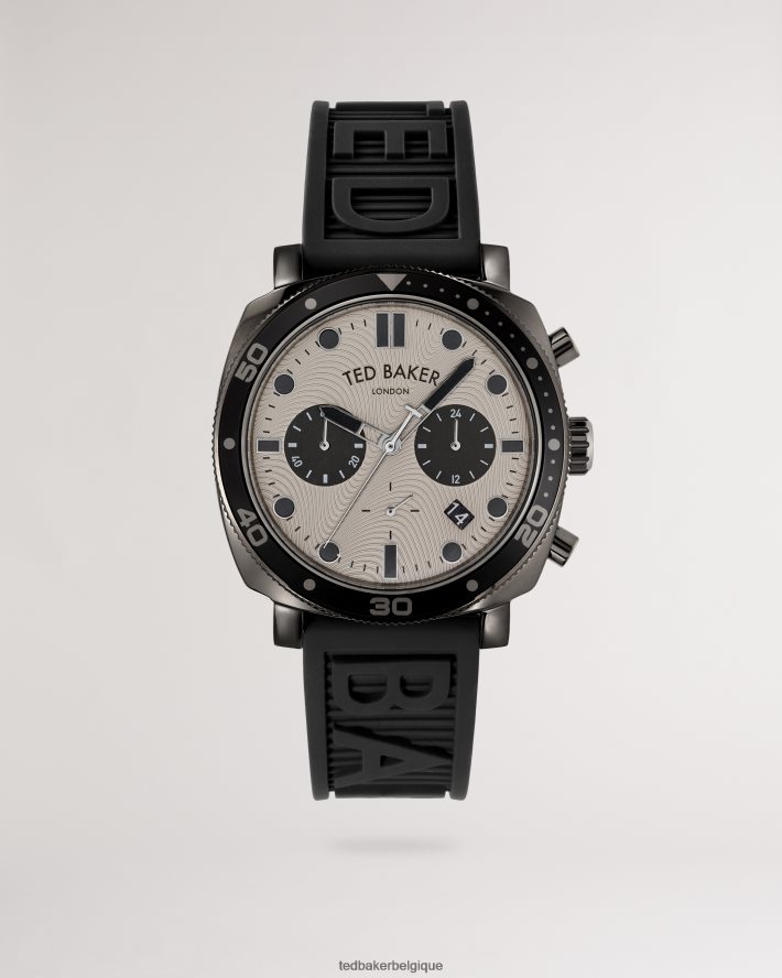 être Ted Baker Hommes montre à bracelet en silicone argenté noir FR8J422050 accessoires