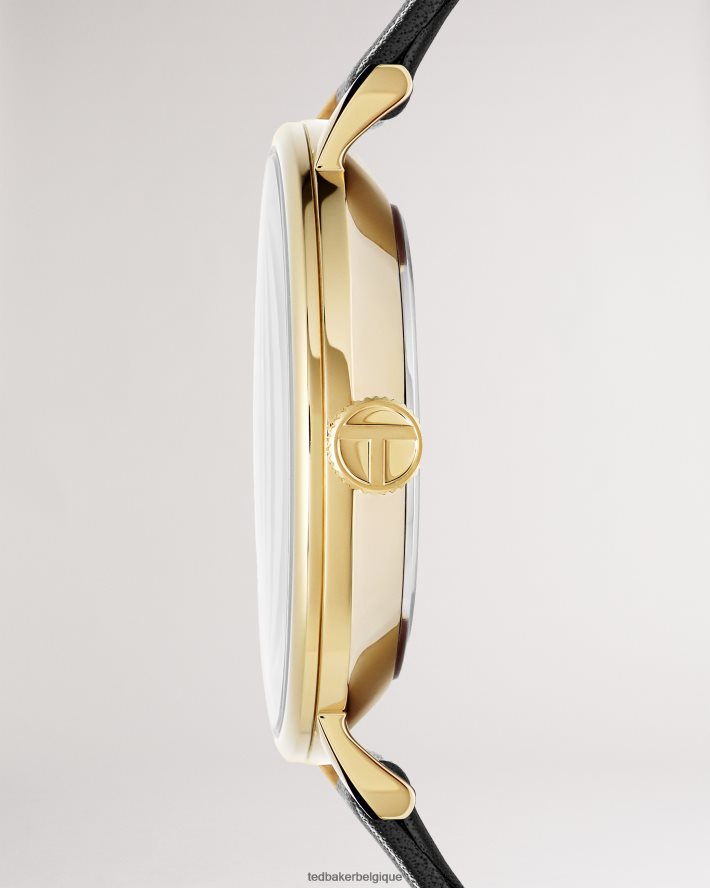 être Ted Baker Hommes montre cloque en métal et cuir noir FR8J422061 accessoires