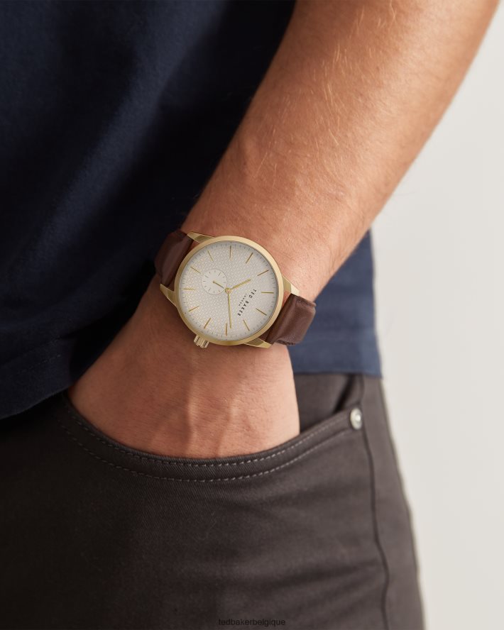 être Ted Baker Hommes montre mynet rétro bracelet en cuir lisse brun FR8J421875 accessoires