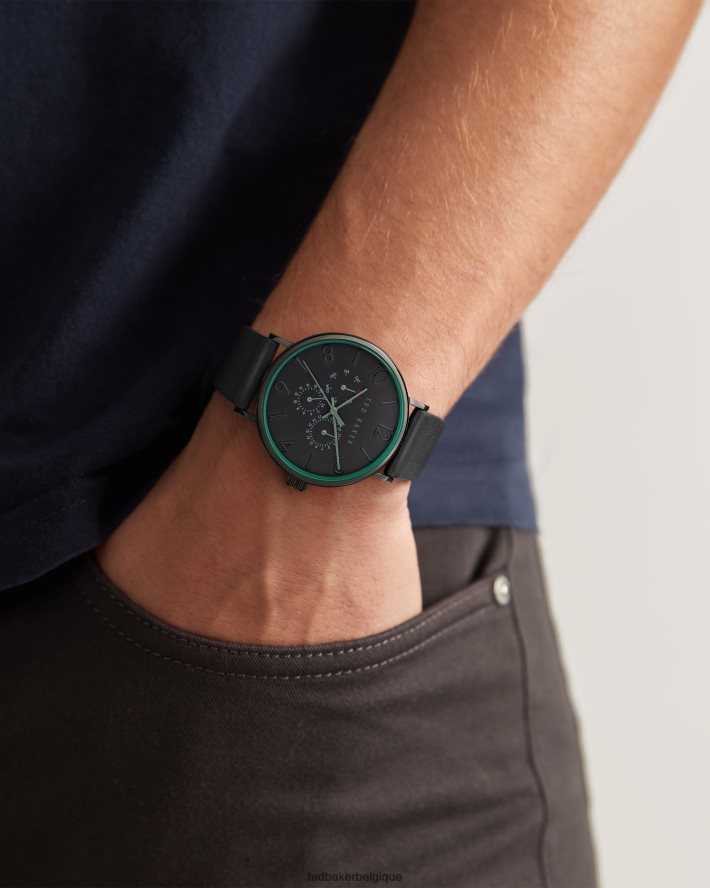 être Ted Baker Hommes montre timene bracelet cuir lisse noir noir FR8J421904 accessoires