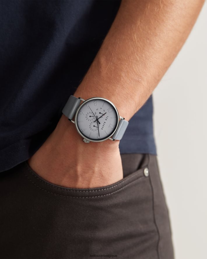 être Ted Baker Hommes montre timet bracelet cuir lisse gris gris FR8J421964 accessoires