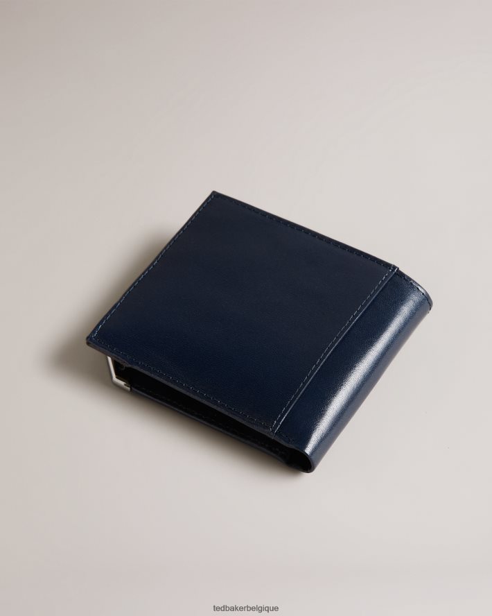 être Ted Baker Hommes Portefeuille à deux volets avec coin en métal Kornerr marine FR8J421841 accessoires