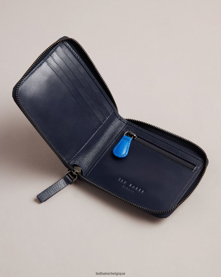 être Ted Baker Hommes portefeuille finnie zippé avec détails dans les coins marine FR8J421924 accessoires