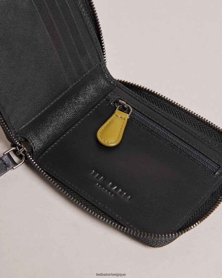 être Ted Baker Hommes portefeuille finnie zippé avec détails dans les coins noir FR8J421918 accessoires