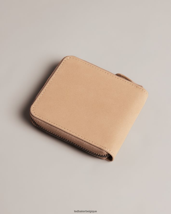 être Ted Baker Hommes portefeuille zippé en nubuck Krolt brun FR8J422047 accessoires