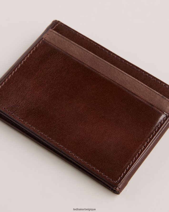 être Ted Baker Hommes porte-cartes en cuir plié Sammey chocolat brun FR8J421970 accessoires