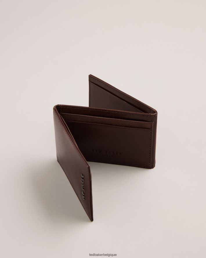 être Ted Baker Hommes porte-cartes en cuir plié Sammey chocolat brun FR8J421970 accessoires