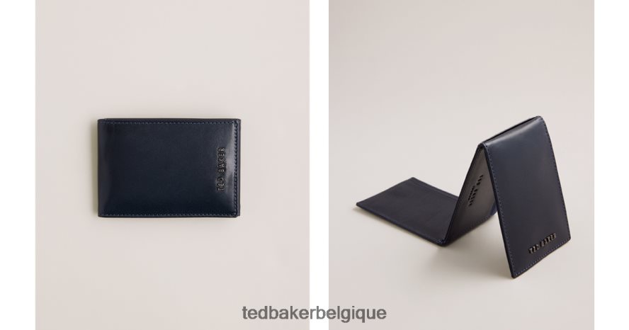 être Ted Baker Hommes porte-cartes en cuir plié Sammey marine FR8J421974 accessoires