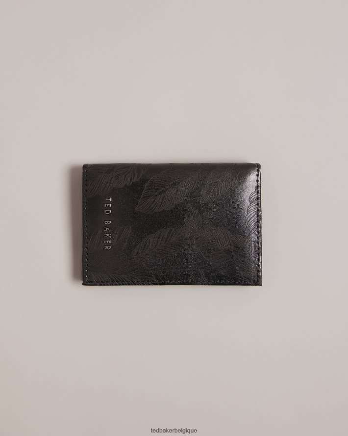 être Ted Baker Hommes porte-cartes en forme de feuille gravée au laser wincard noir FR8J422024 accessoires