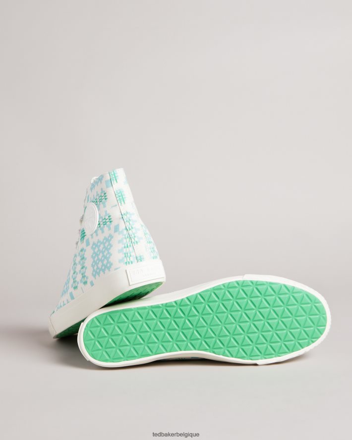 être Ted Baker Hommes sneaker montante en toile imprimée rranip blanc FR8J422087 chaussures