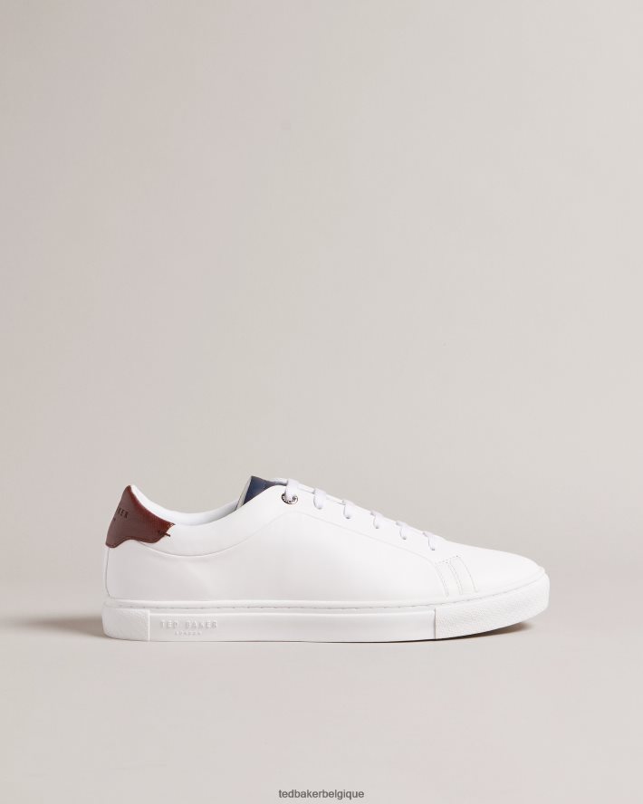 être Ted Baker Hommes sneaker triloba simple à lacets blanc rouge FR8J421836 chaussures