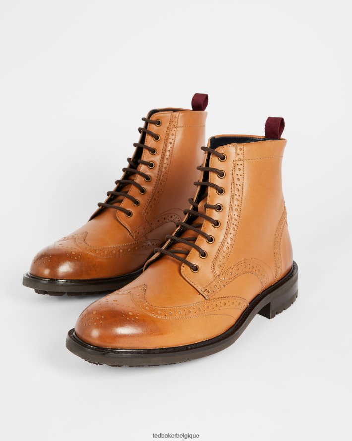 être Ted Baker Hommes bottes en cuir à lacets Wadelan bronzer FR8J421797 chaussures