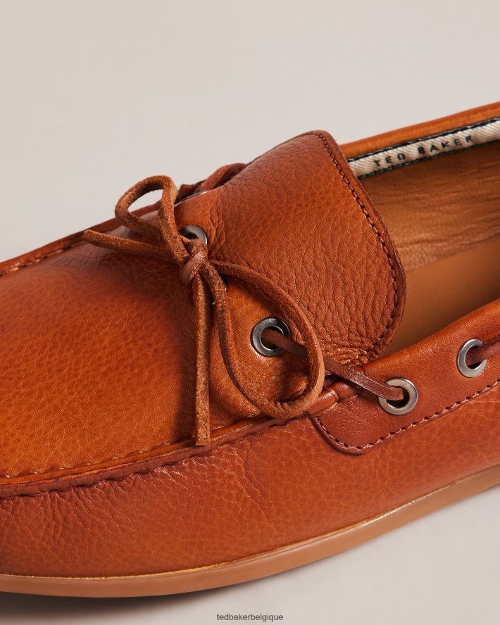 être Ted Baker Hommes Kenneyp - Chaussures bateau décontractées en cuir galet bronzer FR8J421879 chaussures