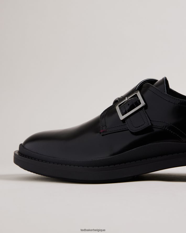être Ted Baker Hommes chaussures de moine en cuir elvan noir FR8J421793 chaussures