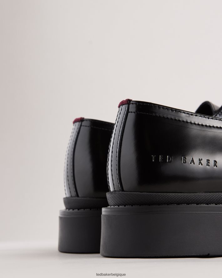 être Ted Baker Hommes chaussures de moine en cuir elvan noir FR8J421793 chaussures