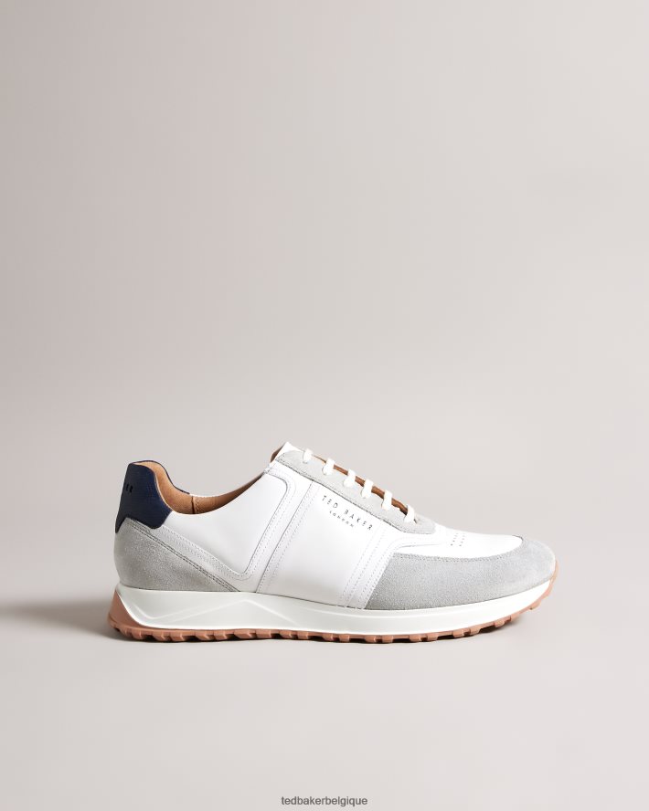 être Ted Baker Hommes baskets T Frayney en cuir et en daim marine FR8J421822 chaussures