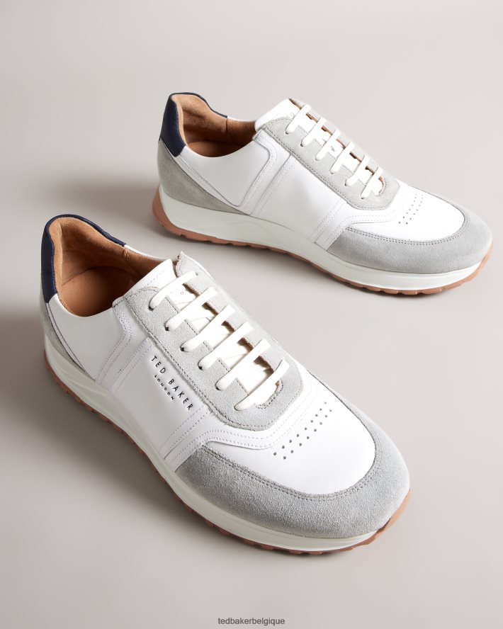 être Ted Baker Hommes baskets T Frayney en cuir et en daim marine FR8J421822 chaussures