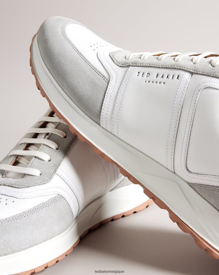 être Ted Baker Hommes baskets T Frayney en cuir et en daim marine FR8J421822 chaussures