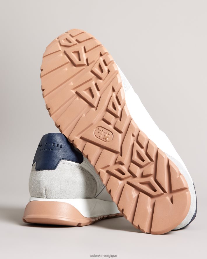 être Ted Baker Hommes baskets T Frayney en cuir et en daim marine FR8J421822 chaussures