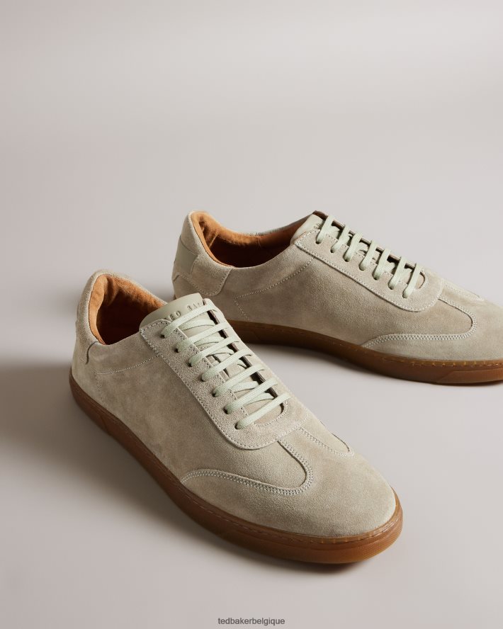 être Ted Baker Hommes baskets basses en daim evrens vert clair FR8J421823 chaussures