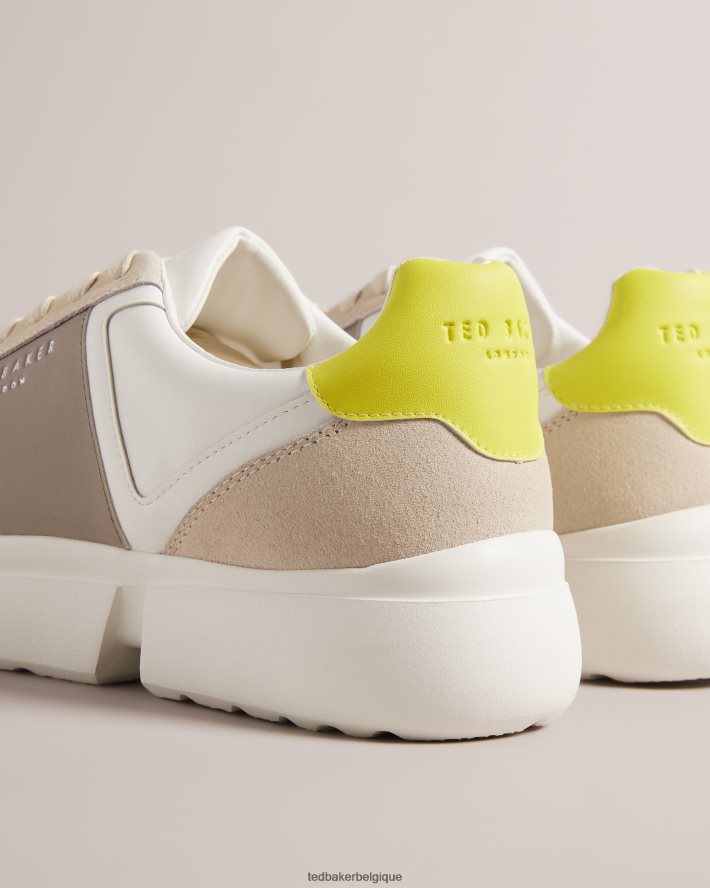 être Ted Baker Hommes baskets en cuir cecyle citron vert FR8J421795 chaussures