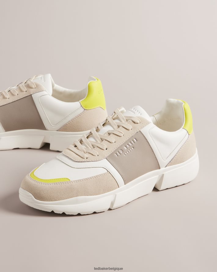 être Ted Baker Hommes baskets en cuir cecyle citron vert FR8J421795 chaussures