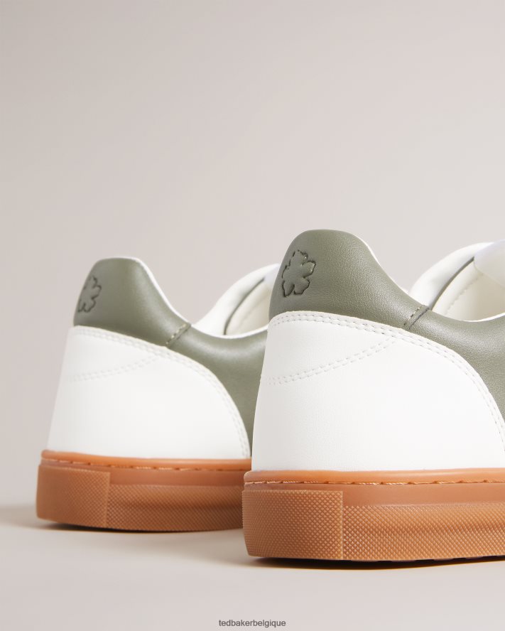 être Ted Baker Hommes baskets en cuir et daim barkerl vert foncé FR8J421818 chaussures