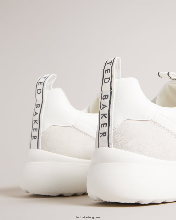 être Ted Baker Hommes baskets en cuir lisse et en daim cecylew blanc FR8J421871 chaussures