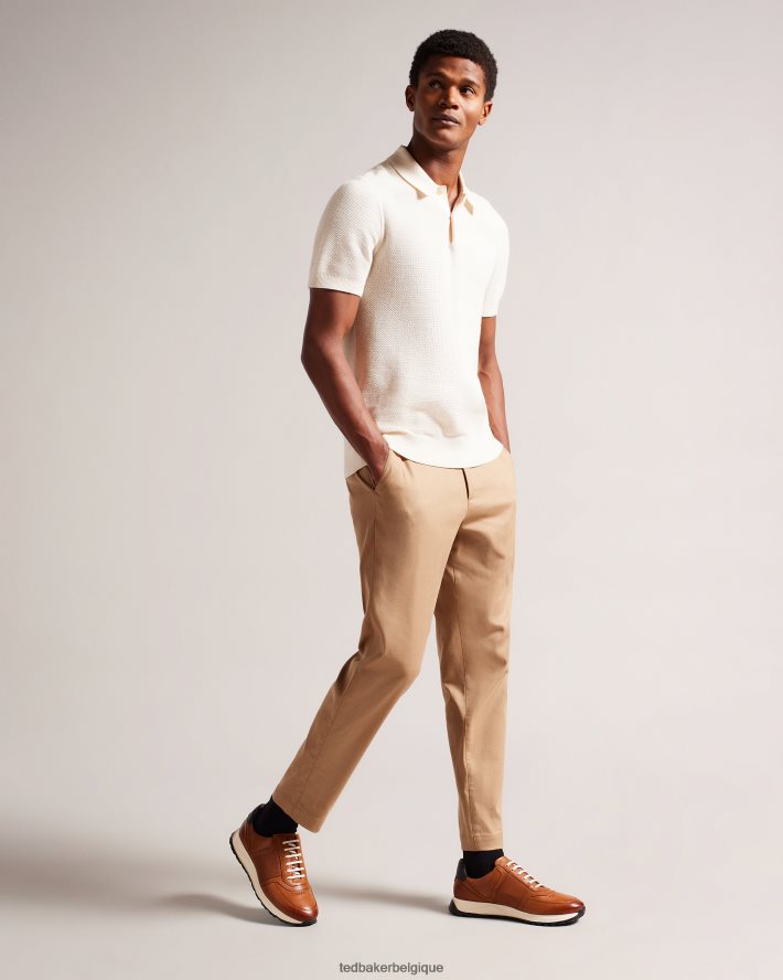 être Ted Baker Hommes baskets frayne en cuir saffiano bronzer FR8J421856 chaussures